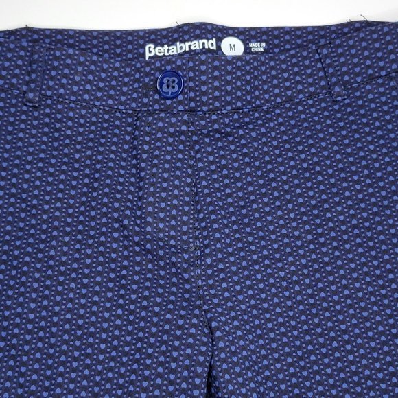 Betabrand Medium Black Blue Hearts Pull On Bootcut Yoga Stretch Work Pants - Picture 5 of 5